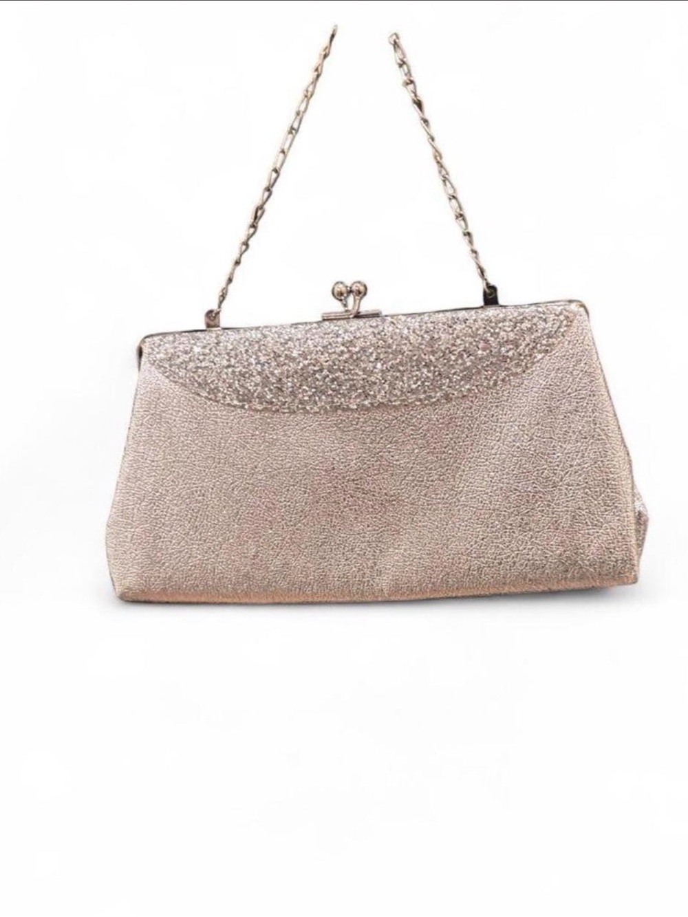 Elegant Glitter Top-Handle Evening Clutch in Rose Gold